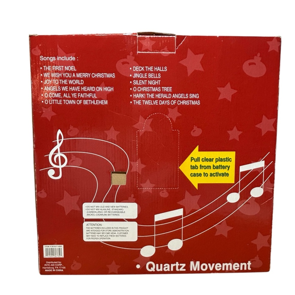 VTG 12 Carols Of Christmas Musical Wall Clock Original Box Instructions Works! - Picture 3 of 8